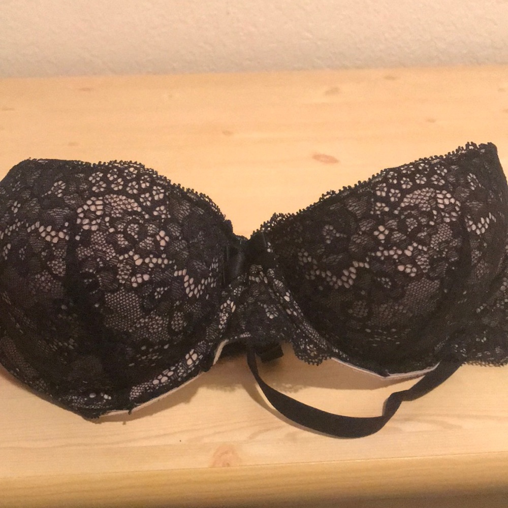 Black and beige sexy lacy bra.